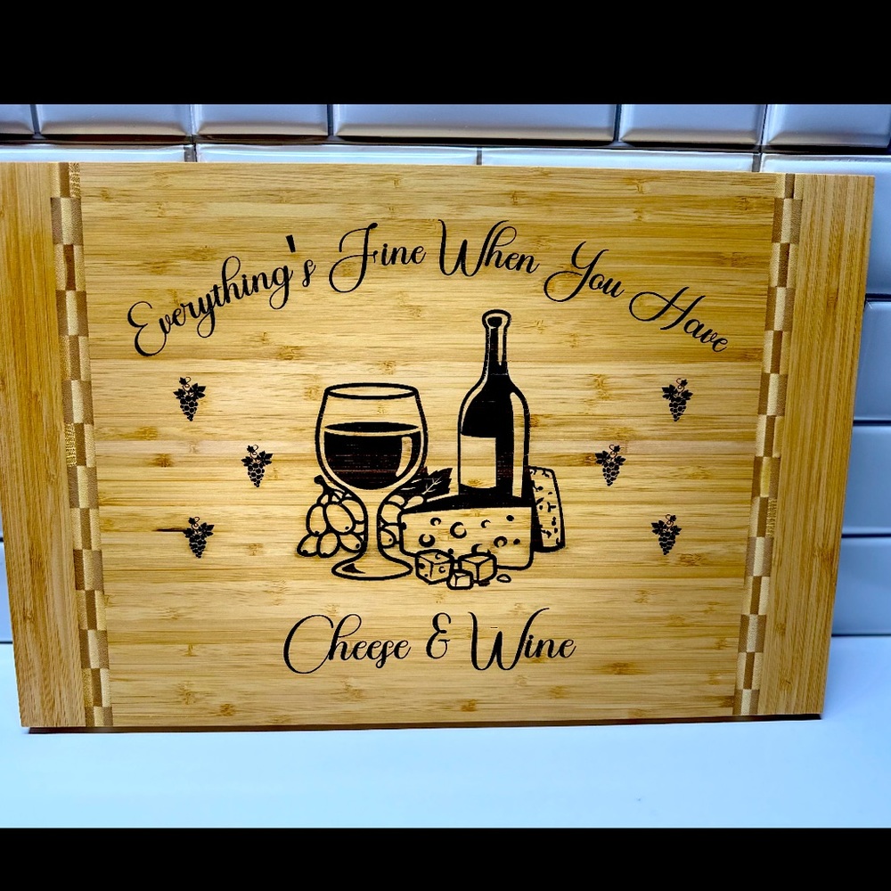 BEAUTIFUL HOME MADE Charcuterie, cutting board made with a c02 Laser. Read below